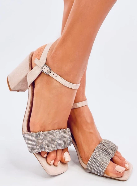 Sandałki na szerokim obcasie DASH NUDE