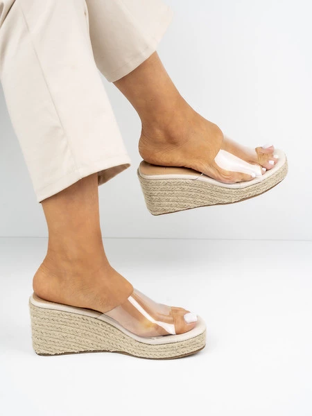 Klapki na koturnie LUCENCE BEIGE