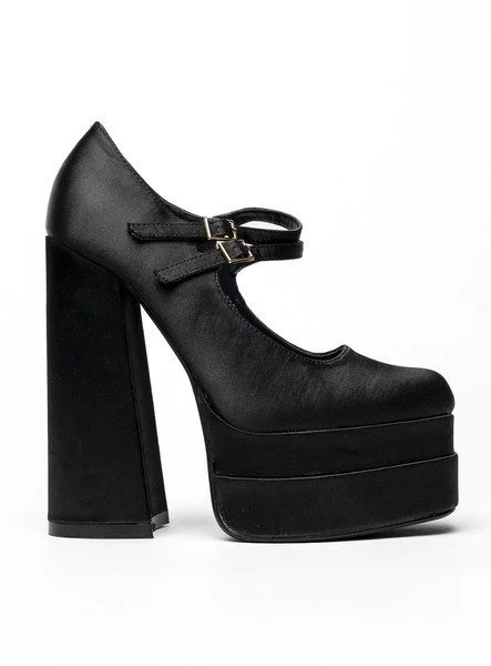 Czółenka na platformie satynowe PRANDI BLACK