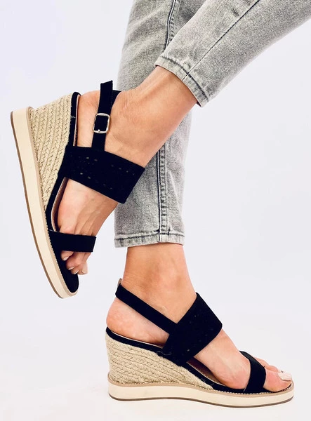 Sandałki espadryle na koturnie DEBEVE BLACK
