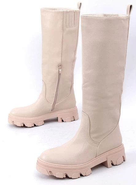 Oficerki na grubej podeszwie JULY BEIGE