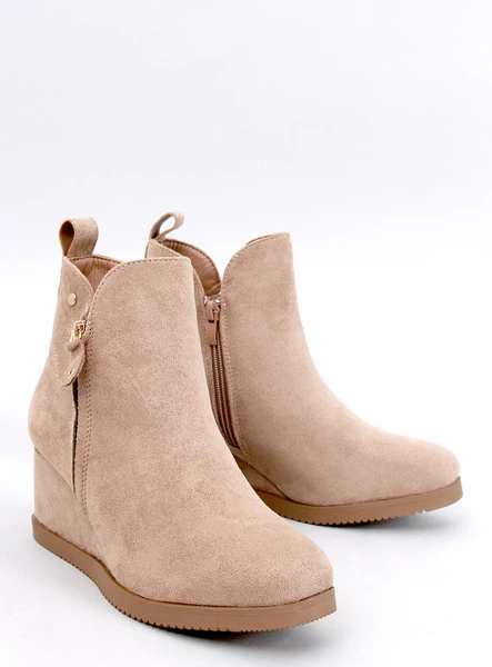 Botki na koturnie zamszowe PAXTEN KHAKI