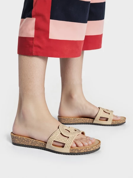 Damskie Ażurowe Klapki CELEST BEIGE