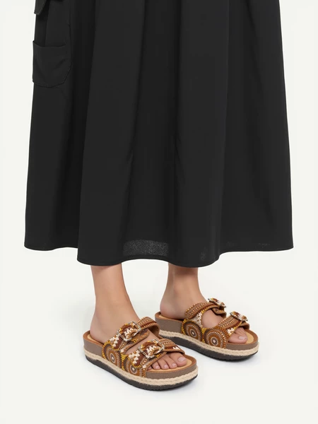 Sandały Etno Dekor Camel