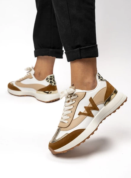 Damskie Sneakersy WANDA WHITE BROWN – Stylowe Warstwy i Naturalna Kolorystyka