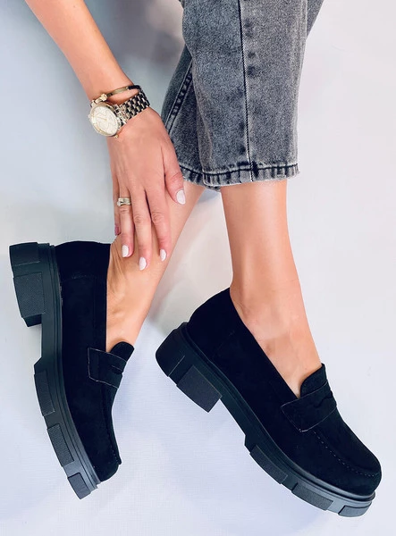 Mokasyny na platformie zamszowe JAYNE BLACK