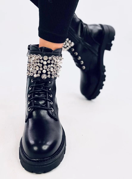 Botki glany z kamieniami VANCE BLACK