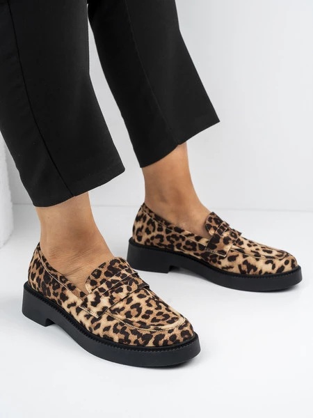 Mokasyny damskie eleganckie w kolorze Leopard