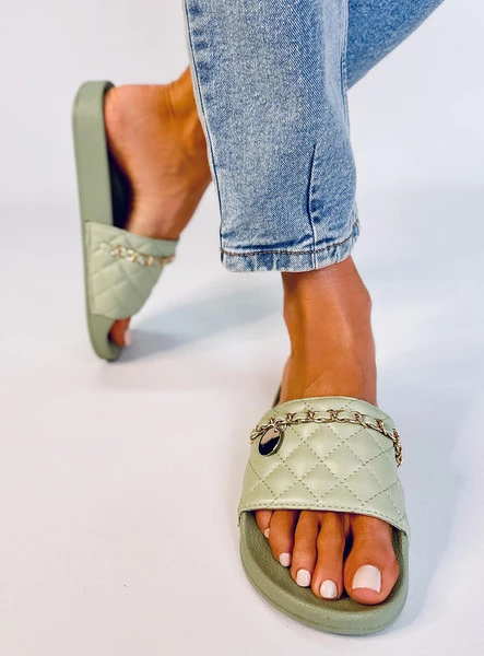 Klapki chanelki TRAVISA GREEN