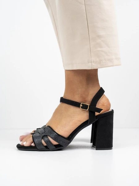 Sandały eleganckie na szerokim obcasie w kolorze Black