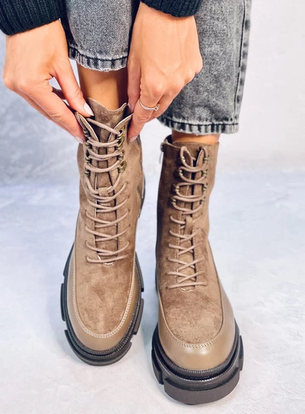 Botki sznurowane KINNEY KHAKI