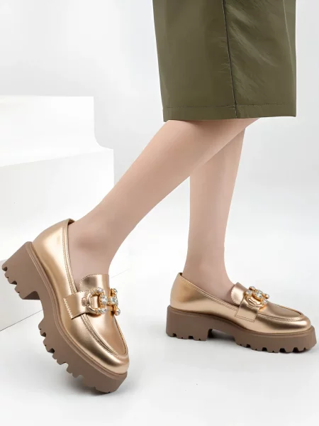 Damskie Mokasyny ELEGANZE CHAMPAGNE