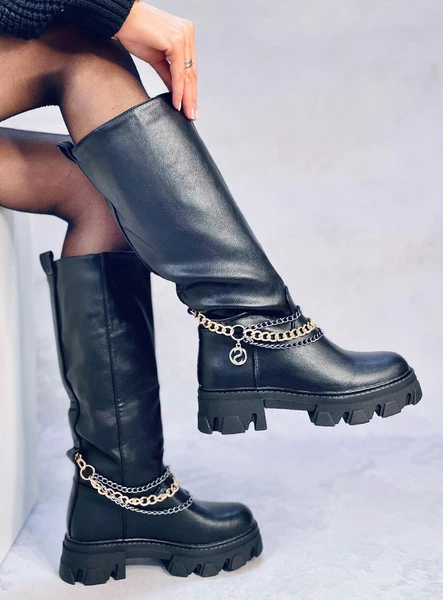 Oficerki z łańcuszkami PERSIA BLACK