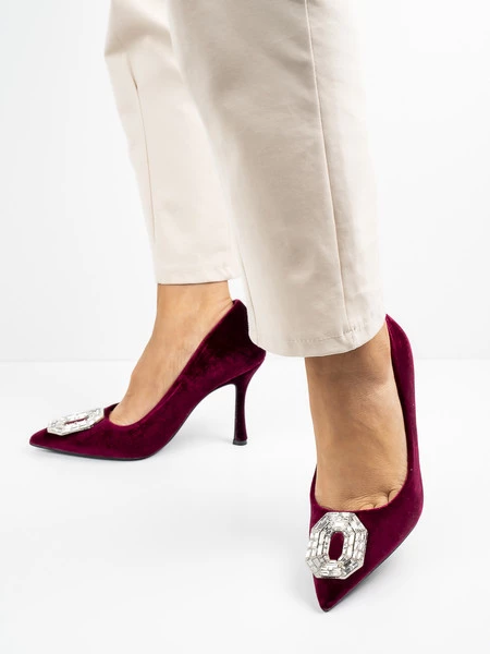 Modne czółenka damskie w kolorze Wine