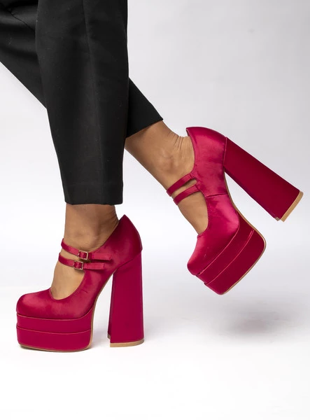 Czółenka na platformie satynowe PRANDI FUSHIA