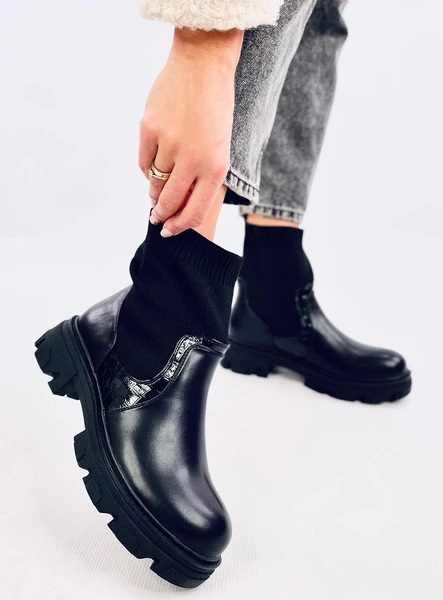 Botki ze skarpetkową cholewką SONORIA BLACK