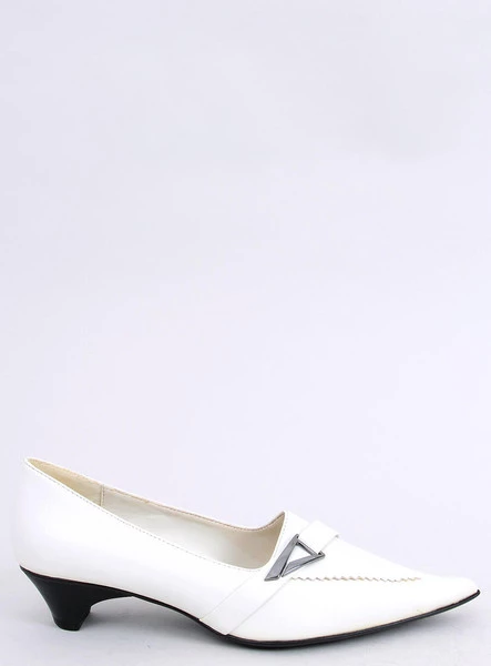 Czółenka damskie na obcasie 2232-5 White