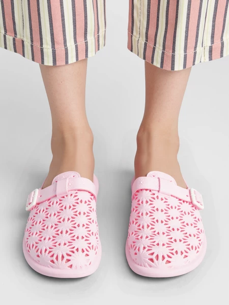 Damskie Klapki FLOWER BUCKLE PINK