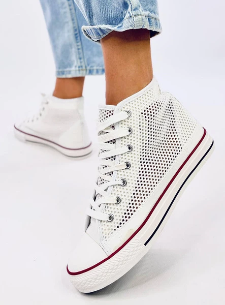 Ażurowe trampki za kostkę MOUSSE WHITE