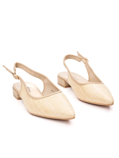 Damskie beżowe sandały ze spiczastym noskiem LARA BEIGE