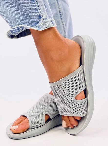 Klapki ażurowe mięciutkie HERVES GREY