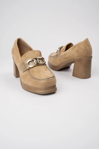 Damskie Loafersy LUX GRACE KHAKI – Elegancja i Stabilny Obcas