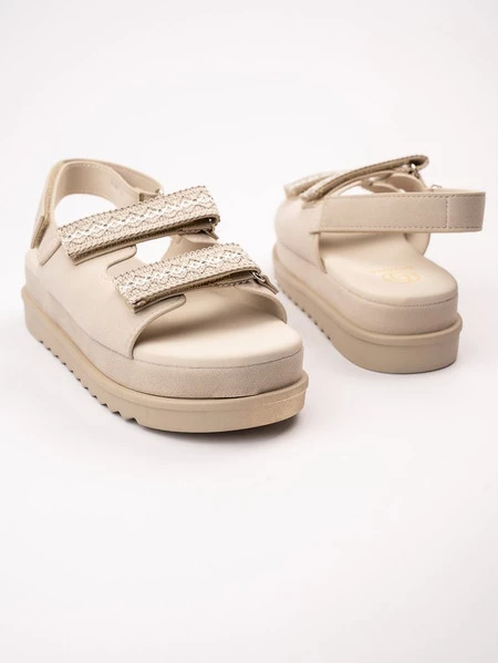 Sandały sportowe damskie z rzepami w kolorze Beige