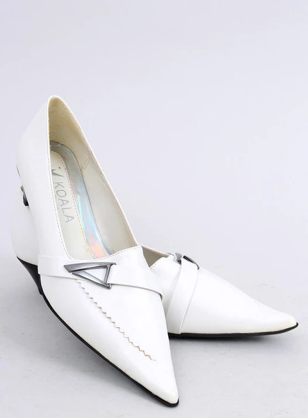 Czółenka damskie na obcasie 2232-5 White