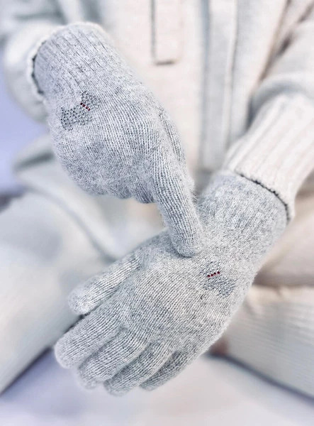 Rękawiczki damskie z pieskiem DOGGY SZARE JASNE