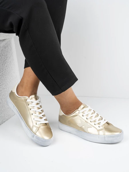 Sneakers damskie z ozdobną gwiazdą w kolorze Gold