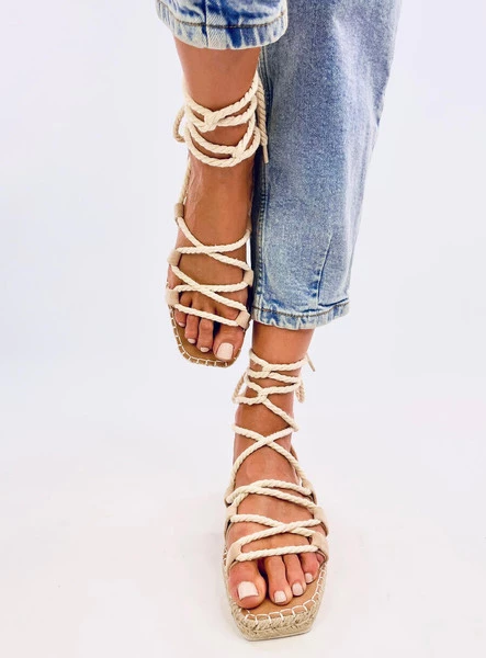 Sandałki espadryle wiązane ZAKARIS APRICOT