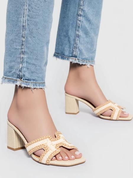 Damskie Klapki na Obcasie LUMINA BEIGE