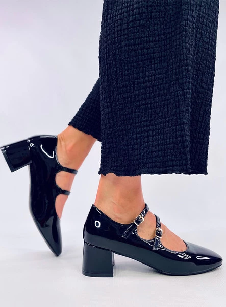 Czółenka na obcasie w stylu Mary Jane KERLEY BLACK