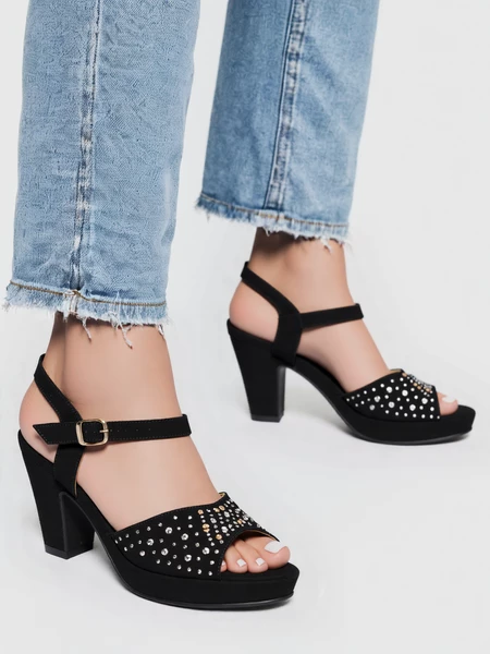 Damskie Sandały na Obcasie NIGHT ELEGANCE BLACK