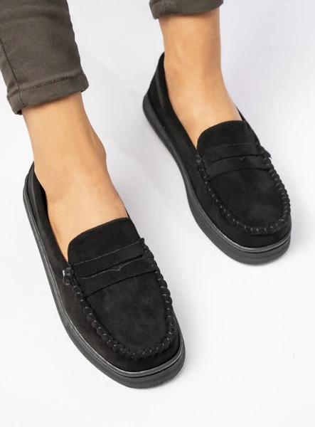 Damskie Mokasyny – Czarny, Zamszowe Martina BLACK