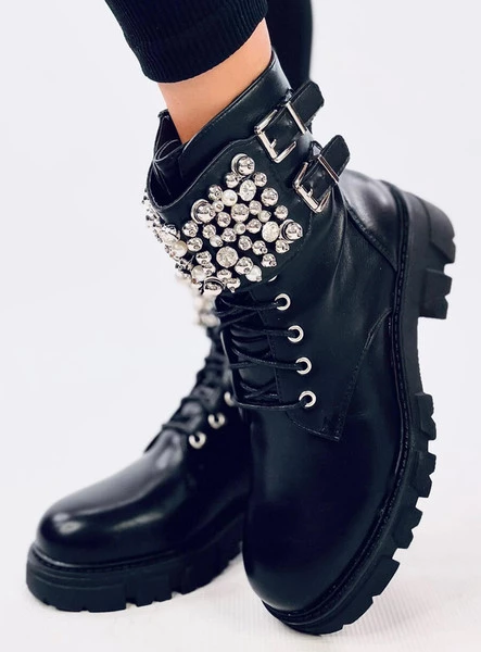 Botki glany z kamieniami VANCE BLACK