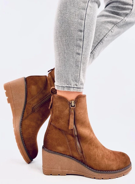 Botki na koturnie MEYER KHAKI