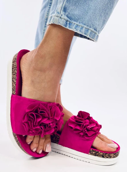 Klapki z kwiatami RIZZO FUKSJA PEACH