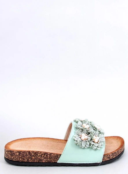 Klapki korkowe z kwiatuszkami EMILES GREEN