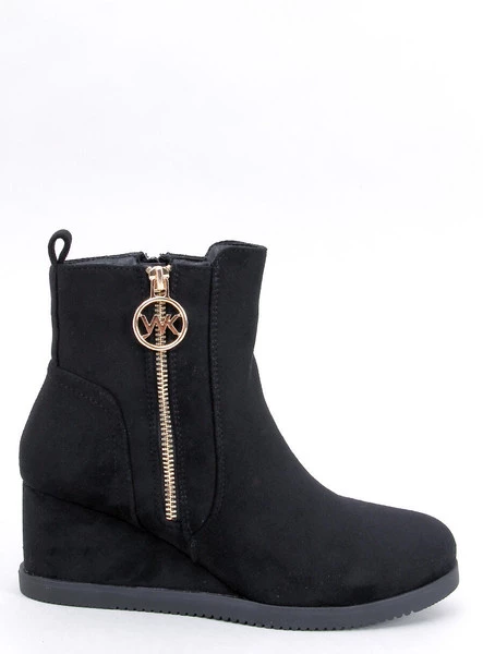 Botki na koturnie ze złotym suwakiem VAVIN BLACK