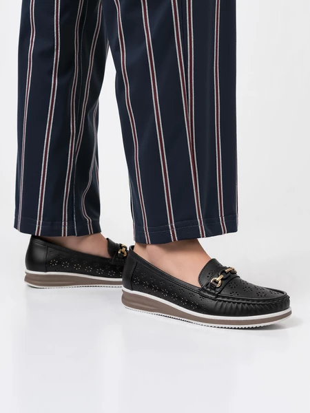 Damskie Mokasyny LENA BLACK – Ażurowa Elegancja i Komfort na Co Dzień