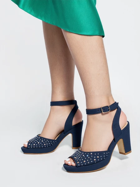 Damskie Sandały na Obcasie NIGHT ELEGANCE BLUE