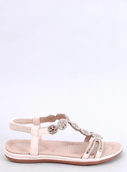 Sandałki z ozdobnymi cyrkoniami YVERS BEIGE