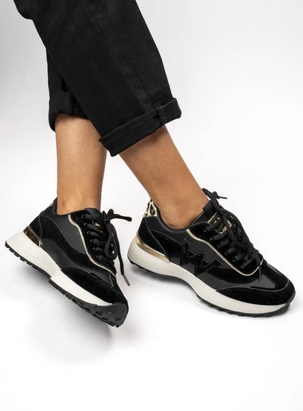 Damskie Sneakersy WANDA BLACK – Miejski Styl z Detalem w Zwierzęcy Wzór