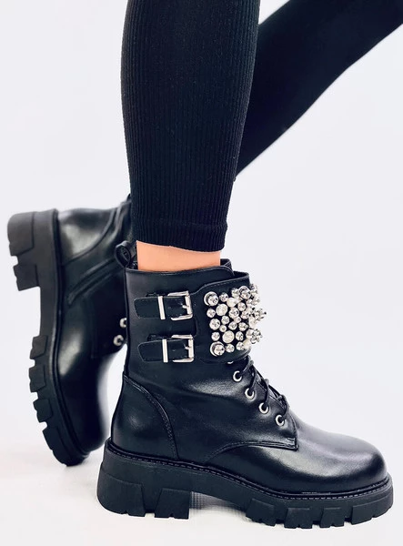 Botki glany z kamieniami VANCE BLACK
