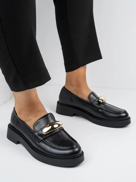 Mokasyny damskie eleganckie z ozdobnym detalem w kolorze Black