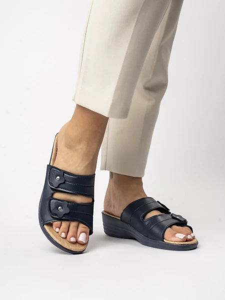 Damskie Klapki na Koturnie AURORA NAVY