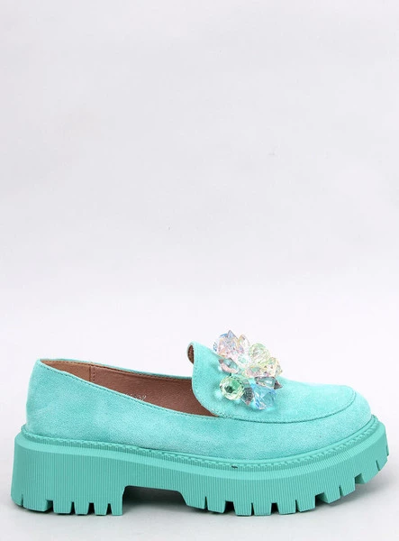 Mokasyny na platformie z kamieniami STEFANI GREEN