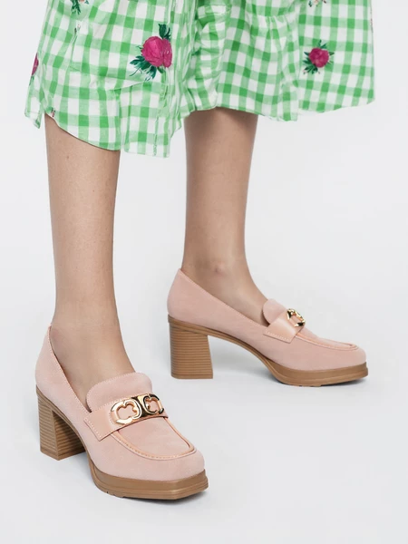 Damskie Loafersy LUX GRACE PINK – Elegancja i Stabilny Obcas