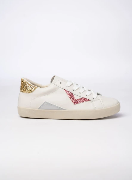 Damskie Sneakersy – Białe, Brokatowe Wstawki Sienna PEACHPUFF